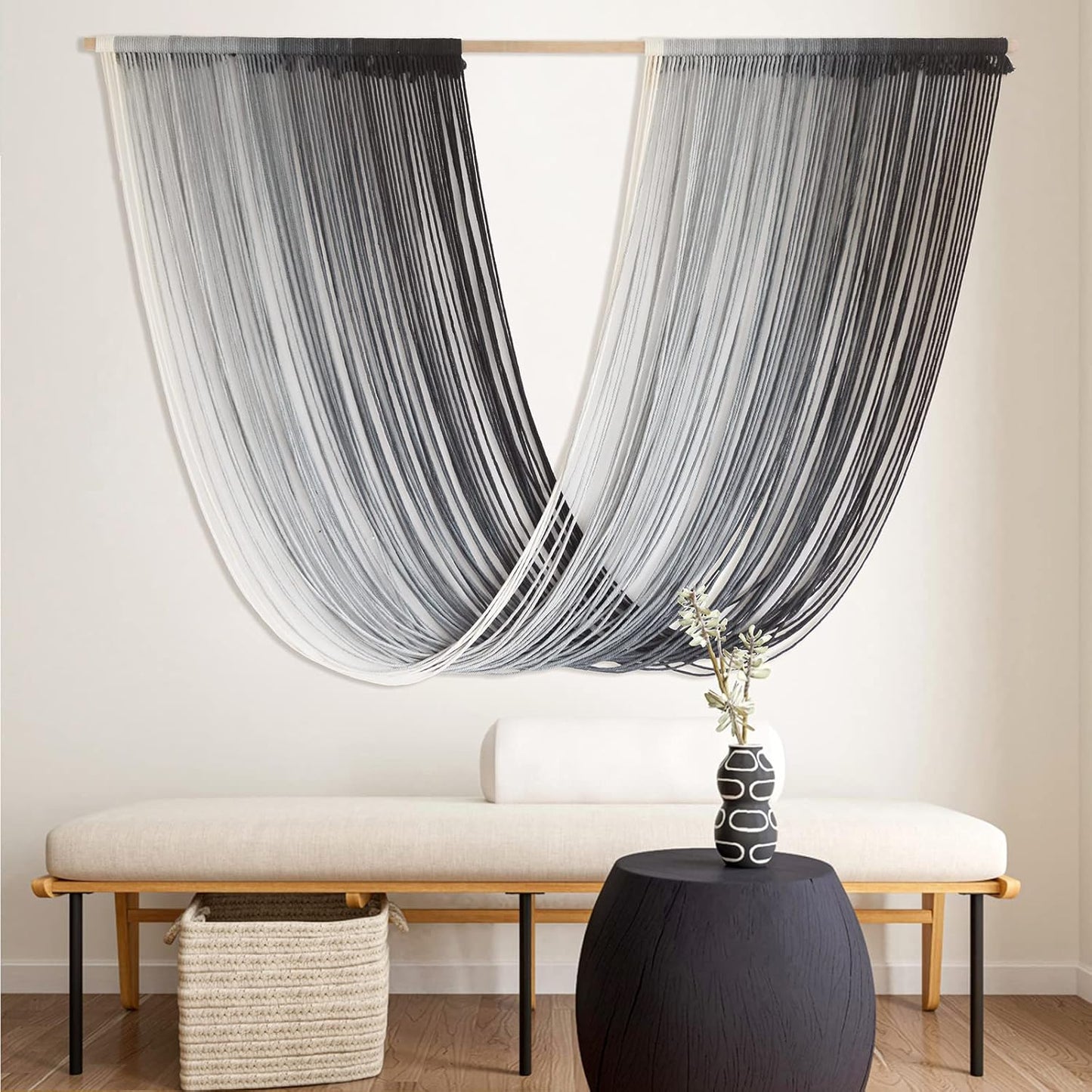 Large Dip-Dye Blue Macrame Wall Hanging for Bohemian Decor