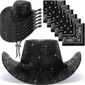 Zhanmai 12 Pcs Cowboy Hat and Bandana Set - Bulk Party Costume Kit