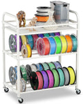 3D Printer Filament Storage Rack - Rolling 3-Tier Spool Organizer