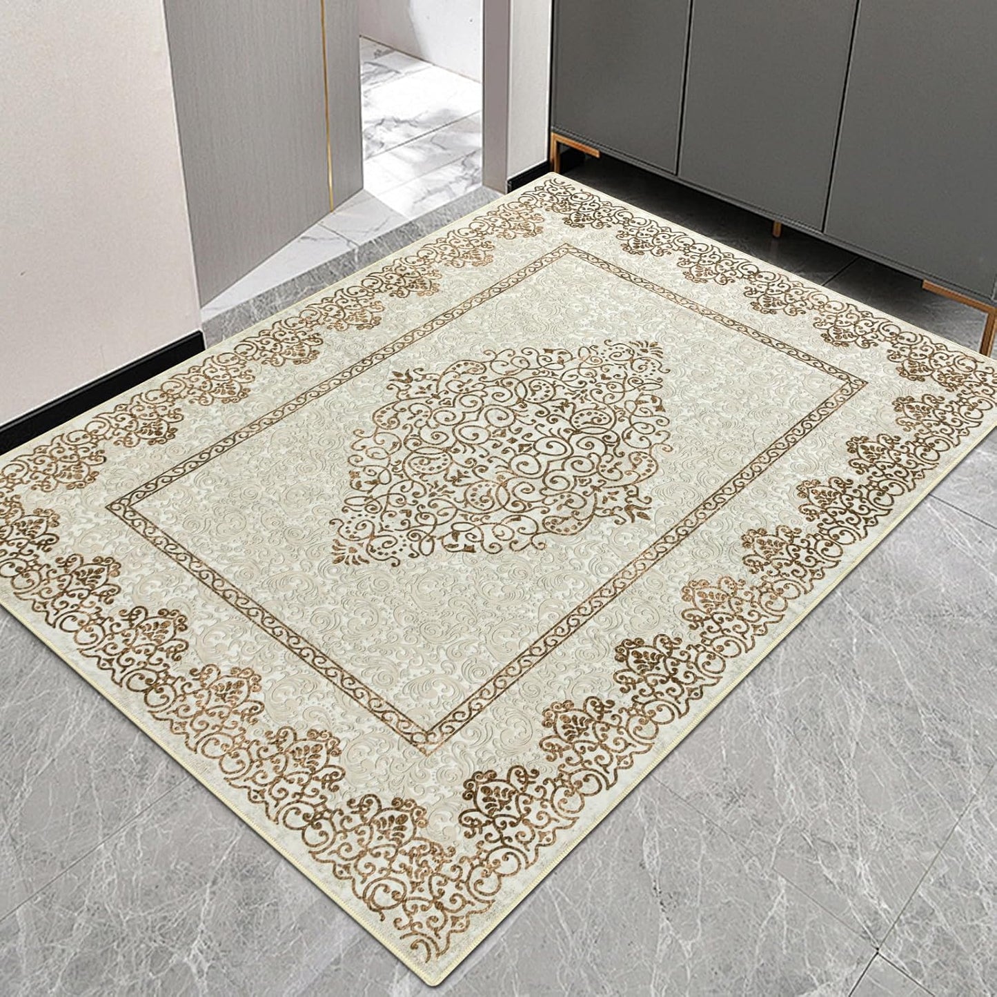 Easy-Going Boho Neutral Area Rug for Stylish Home Decor