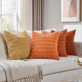 Fancy Homi Set of 4 Burnt Orange Boho Decorative Pillow Covers