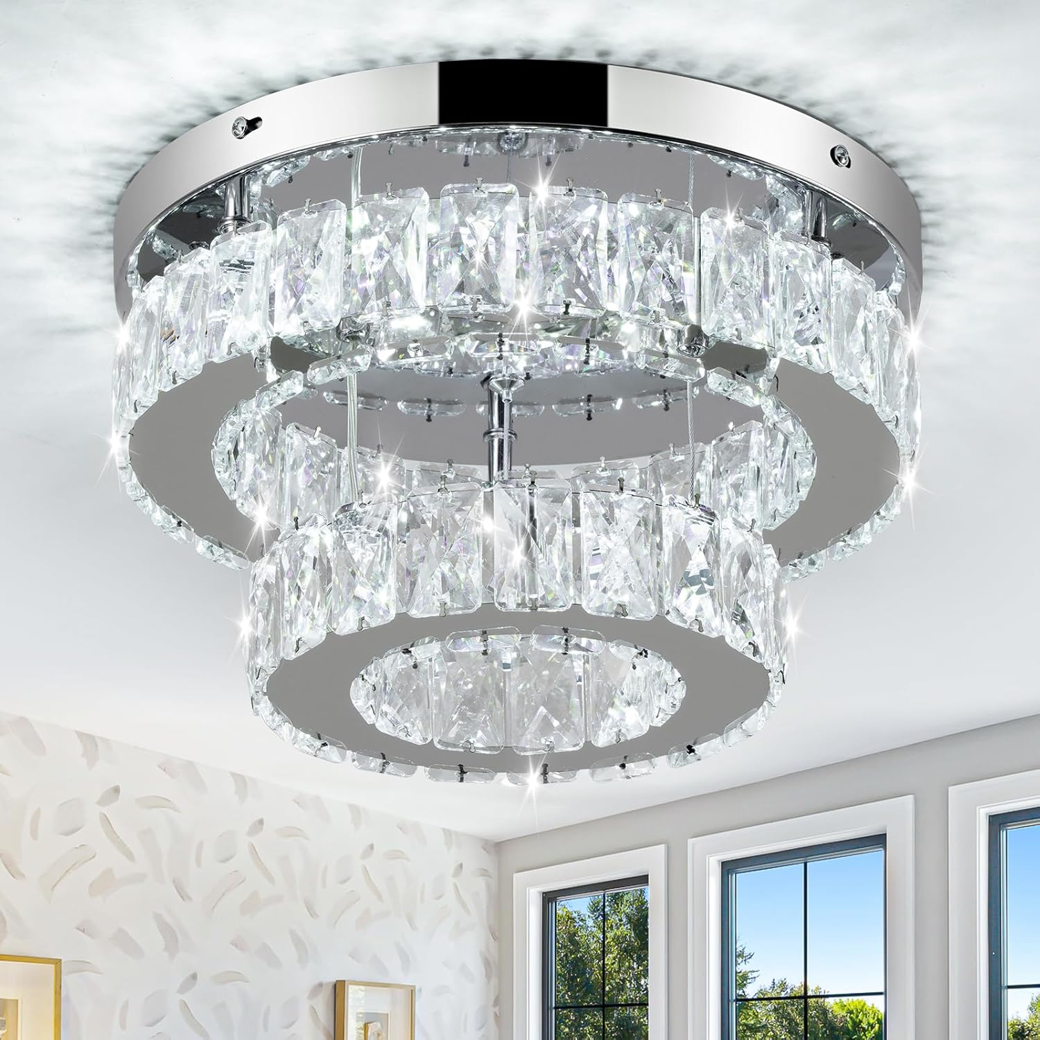 11.8 Inch Modern Mini Crystal Chandelier for Elegant Spaces