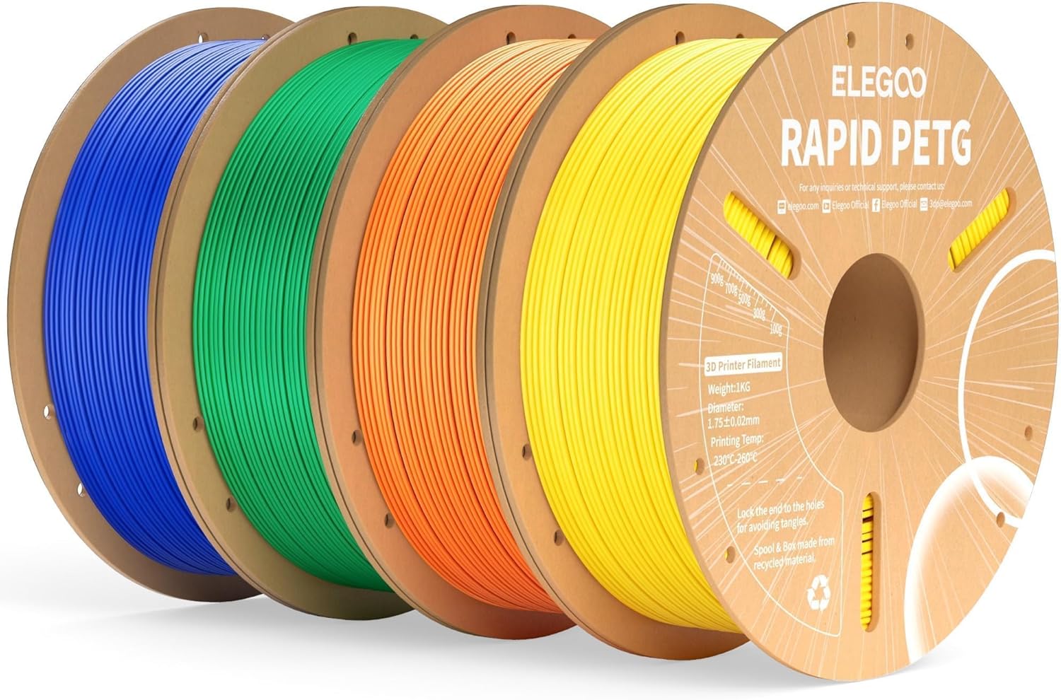 ELEGOO Rapid PETG Filament 1.75mm Bundle for High Speed Printing