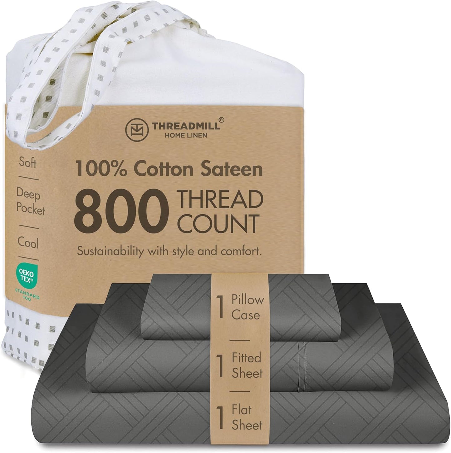 Threadmill Twin Bed-Sheets - 800 Thread Count Jacquard Celine
