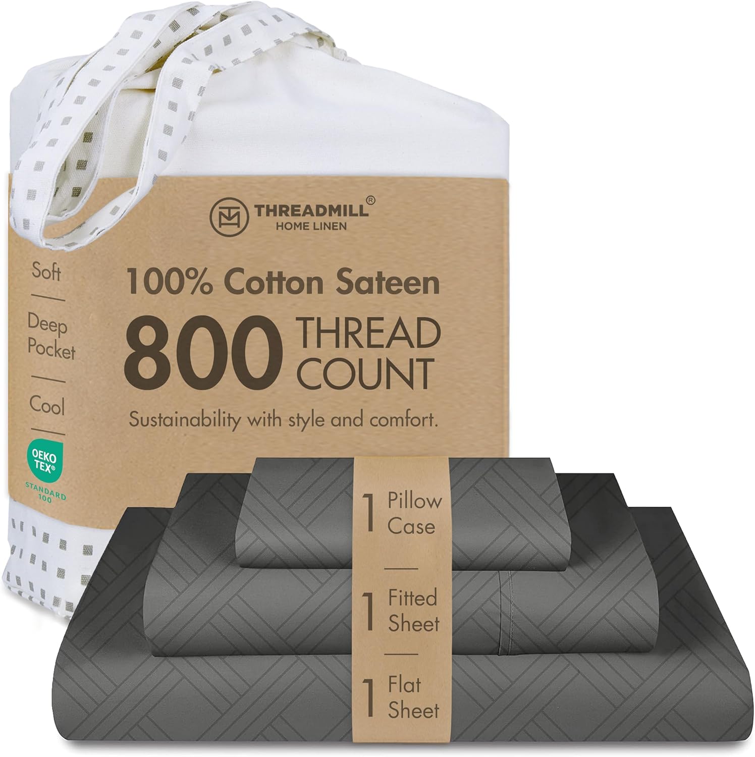 Threadmill Twin Bed-Sheets - 800 Thread Count Jacquard Celine