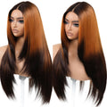 Ombre Orange Black Glueless Lace Front Wig 26in - Wear and Go