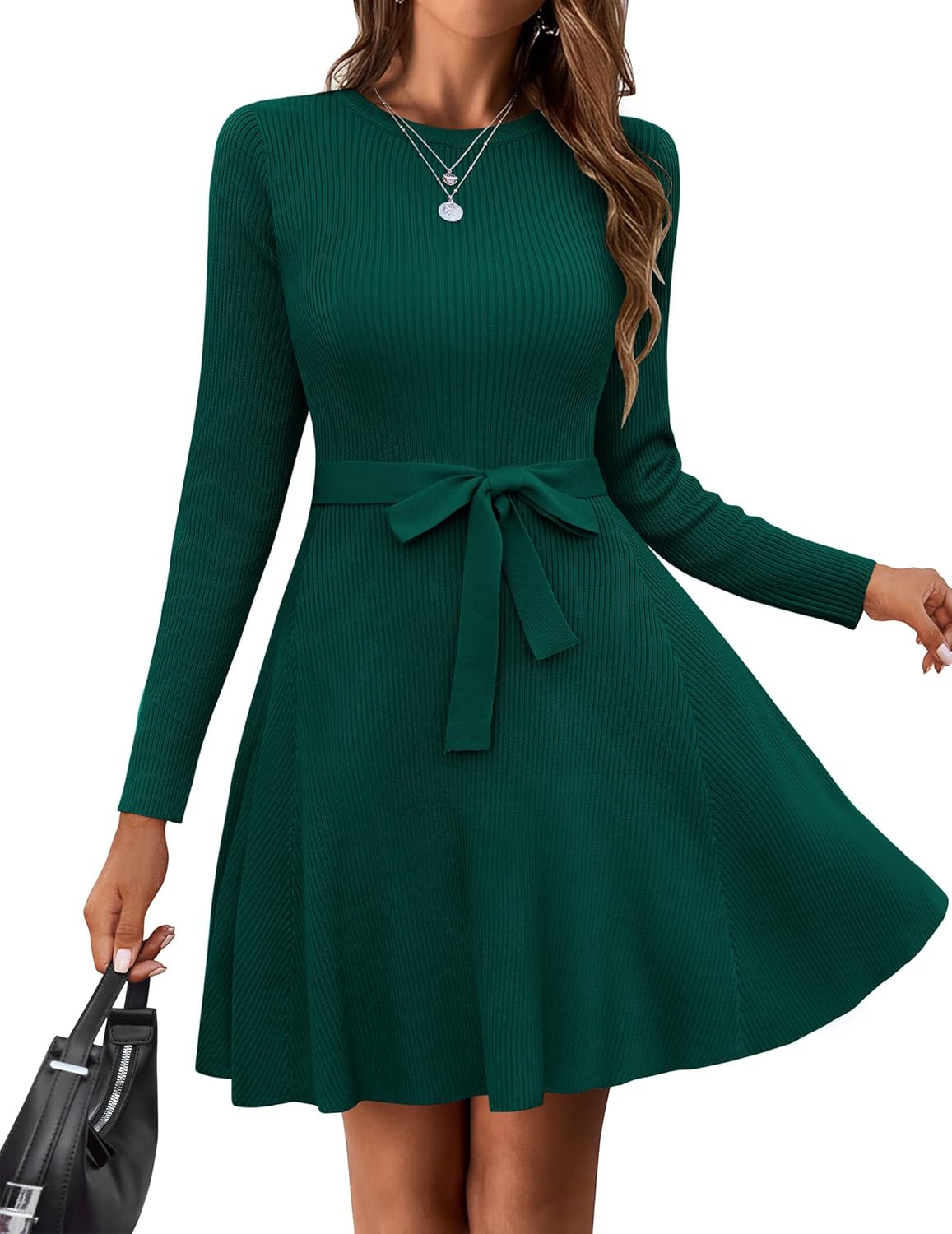 HOTOUCH Women's Casual A-Line Sweater Dress for Fall Winter