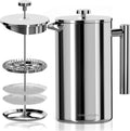 French Press Coffee Maker 50 Oz Stainless Steel - Durable Double Wall