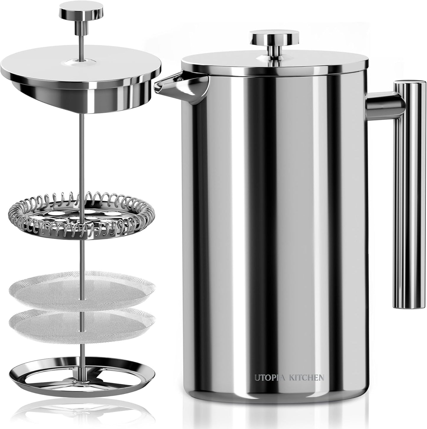 Utopia Kitchen Stainless Steel French Press Coffee Maker 50 Oz