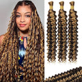 100g Ombre Highlight Human Braiding Hair 16in Curly Boho - Knotless