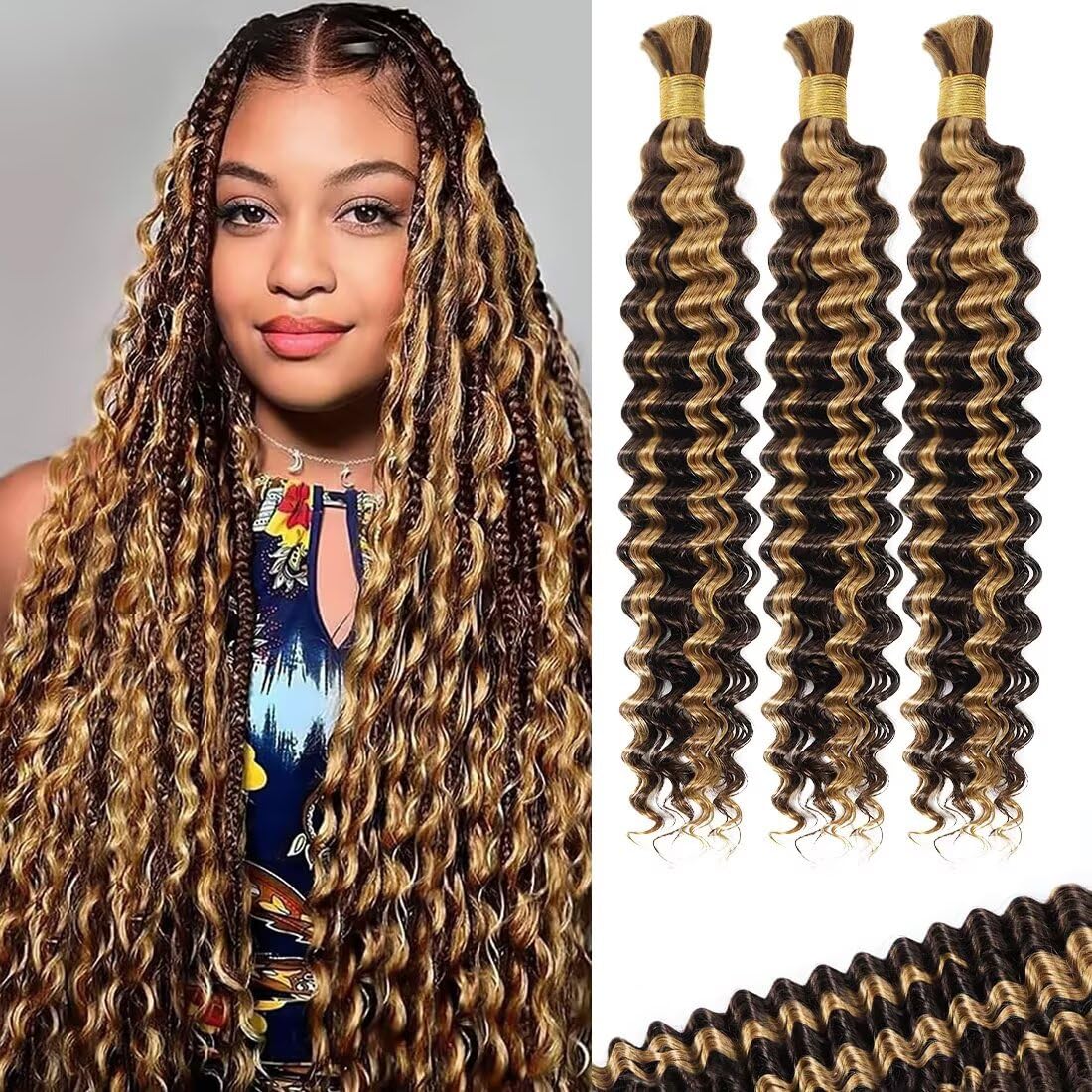 Ombre Highlight Human Braiding Hair for Stunning Boho Styles