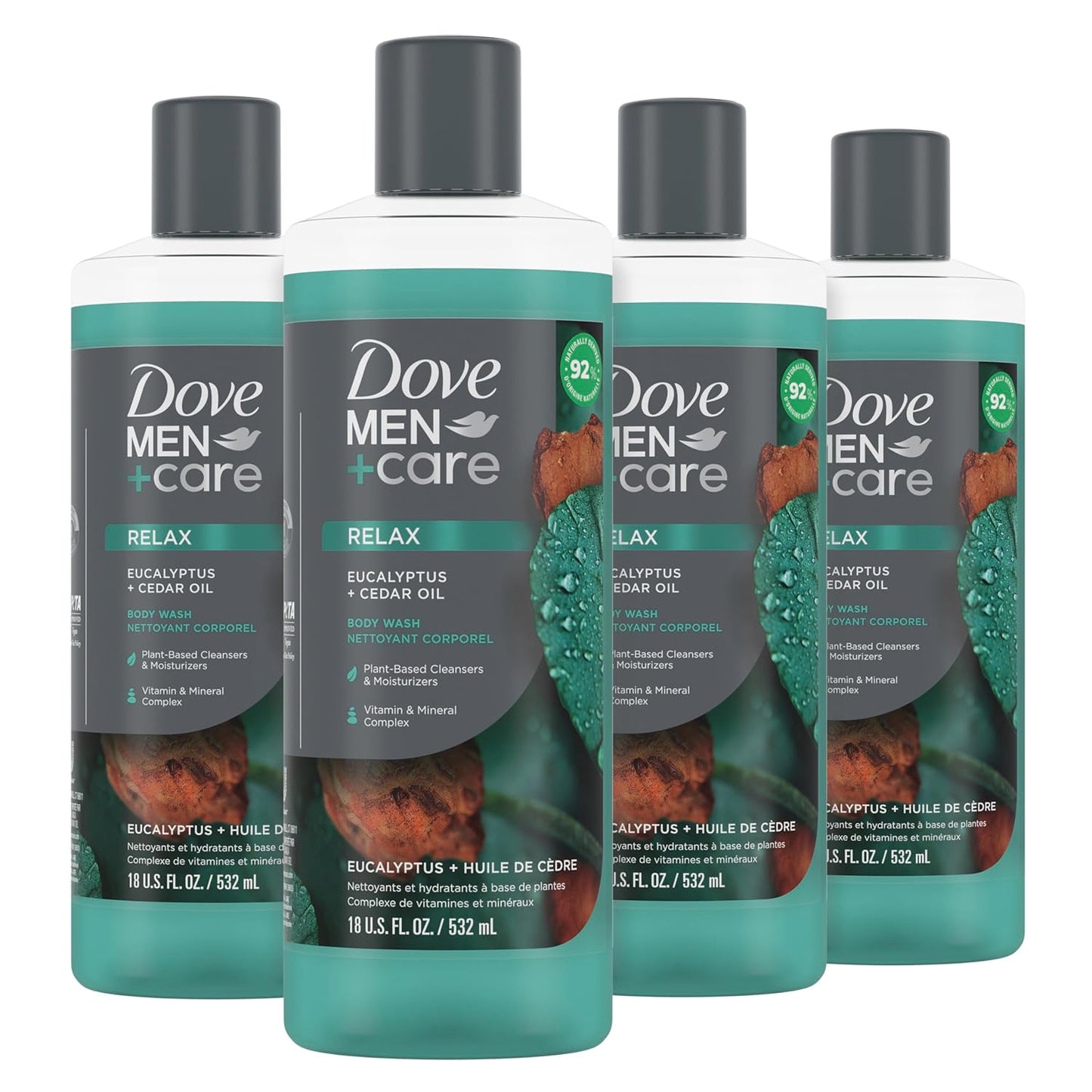 DOVE MEN + CARE Body Wash Eucalyptus + Cedar Oil 4 Count