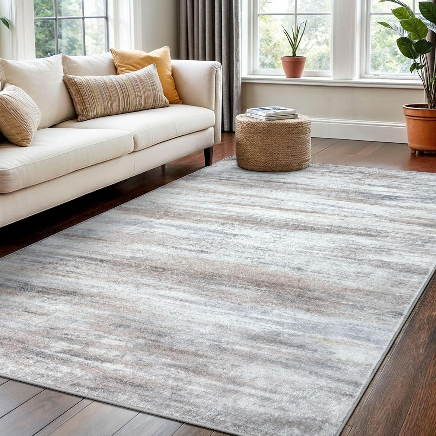 KOZYFLY 4x6 Area Rug Modern Ombre Bedroom Rug for Comfort