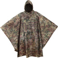 Military Style Camouflage Rain Poncho - Rip-Stop 210T Waterproof