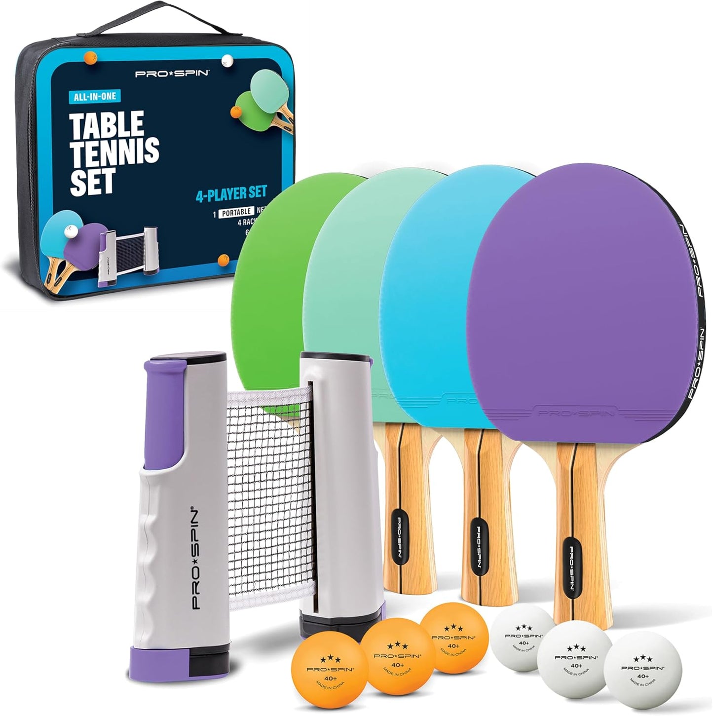 PRO SPIN All-in-One Ping Pong Set for Fun Family Games
