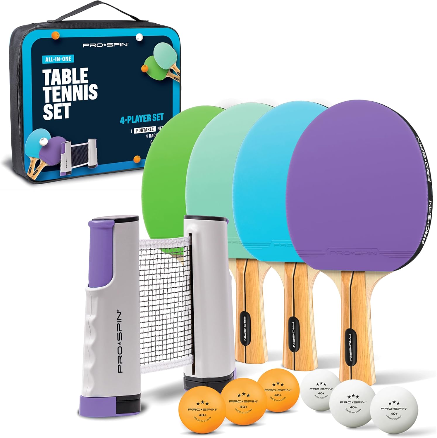PRO SPIN All-in-One Ping Pong Set for Fun Family Games