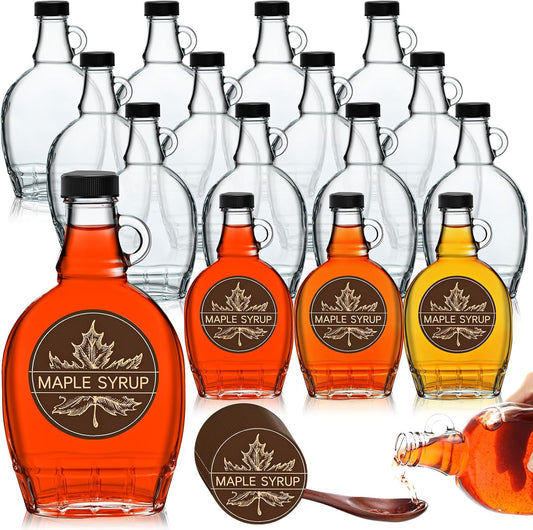 12 Pcs Glass Maple Syrup Bottles for Sweet Storage Solutions