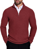 COOFANDY Men's Quarter Zip Sweaters Slim Fit Lightweight Knit - Cozy