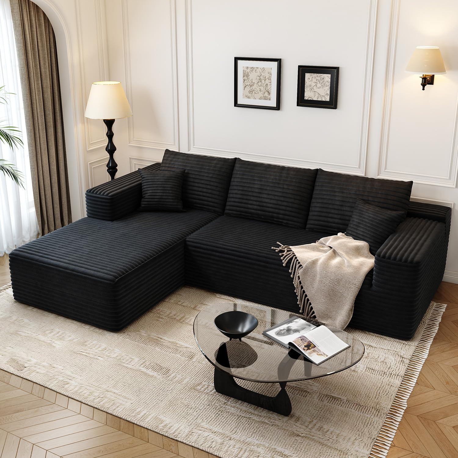107.5in Cloud Modular Sectional Sofa Couch with L-Shape Chaise