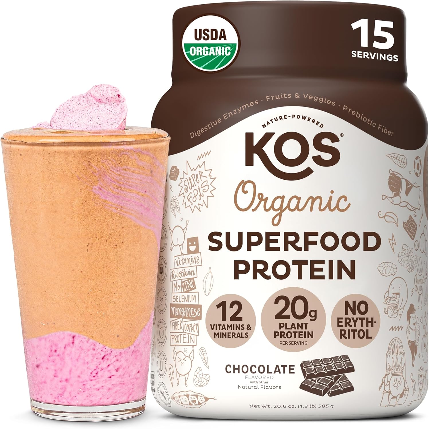 KOS Plant Based Protein Powder - Delicious Vegan Meal Replacement