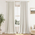 Guken Cream Linen Blackout Curtains 94 in Length - Full Blackout