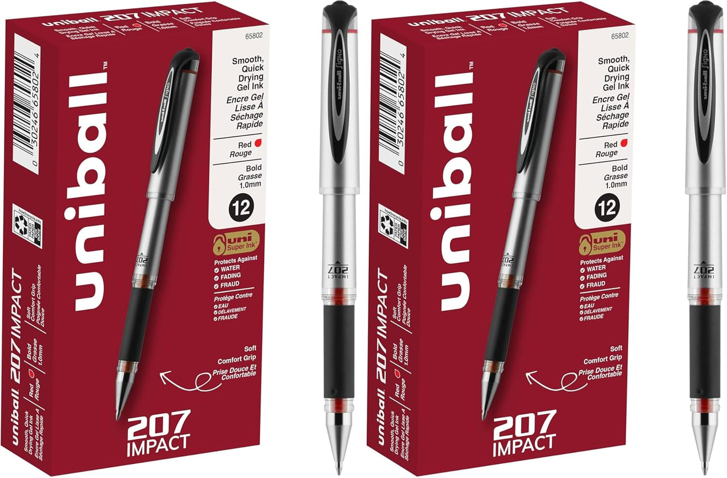 Uni-Ball Signo 207 Impact Gel Pen Pack of 2 for Bold Writing