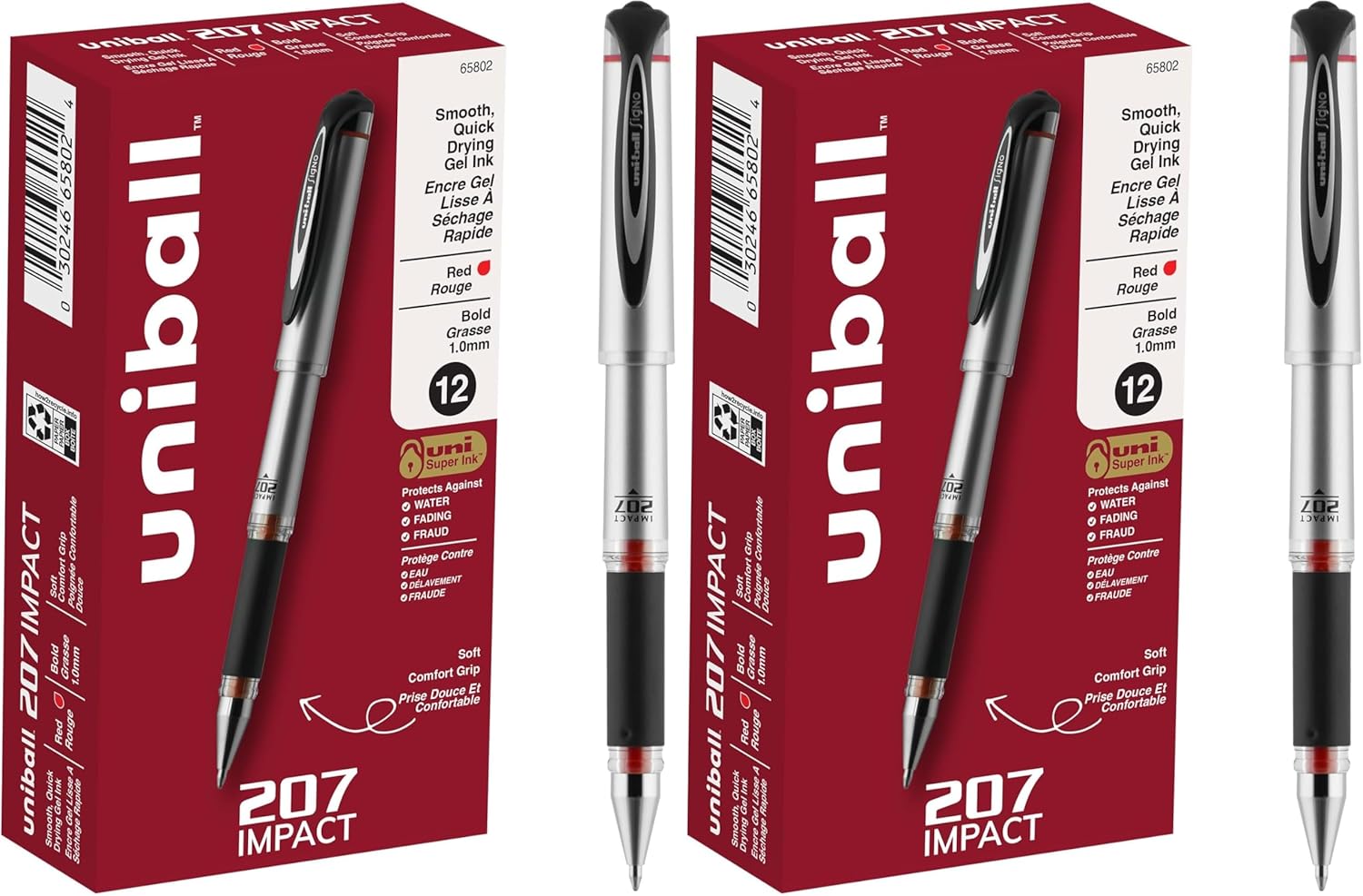 Uni-Ball Signo 207 Impact Gel Pen Pack of 2 for Bold Writing