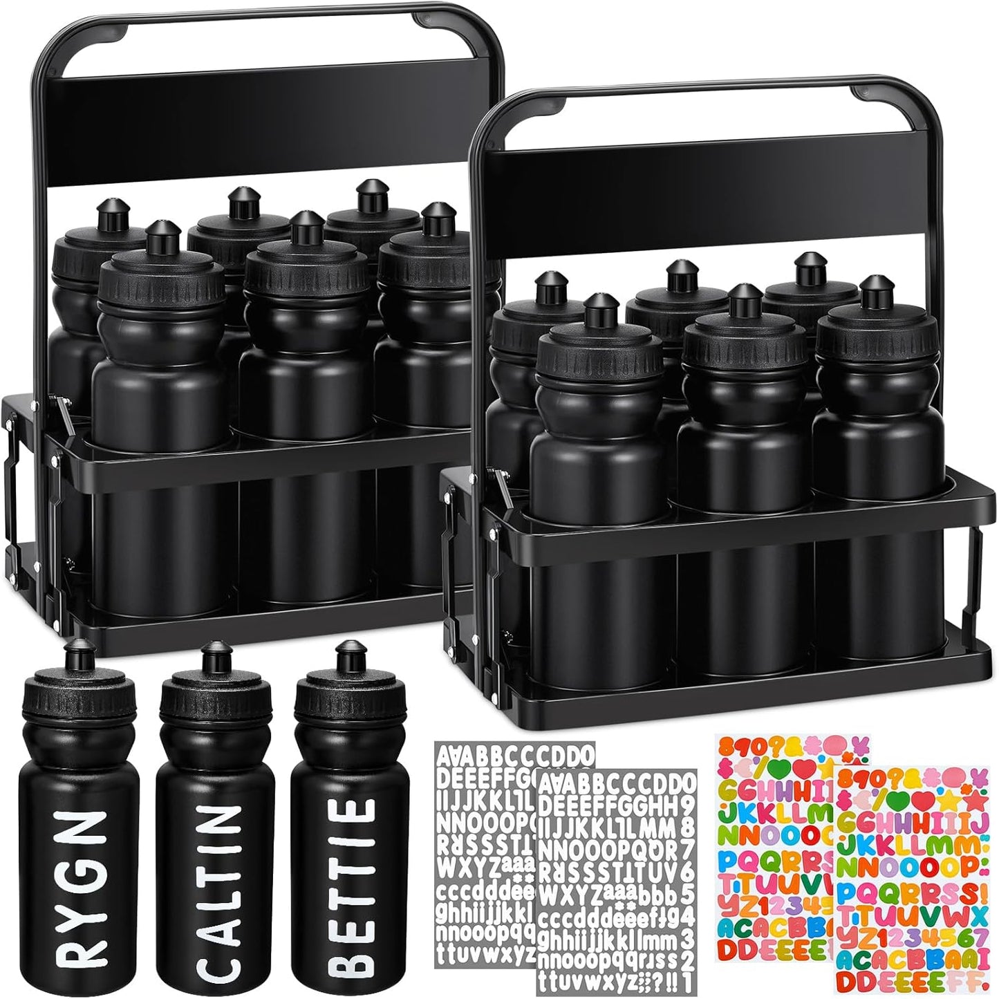 14 Pcs Water Bottle Carrier Set with 20 Oz Bottles for Sports