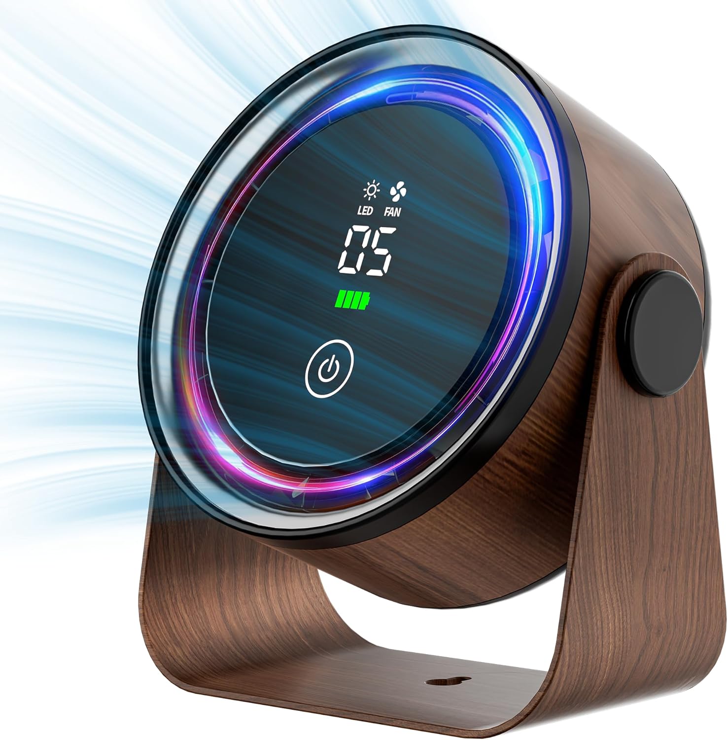 Small Desk Fan Battery Powered - Retro Low Noise Portable Airflow