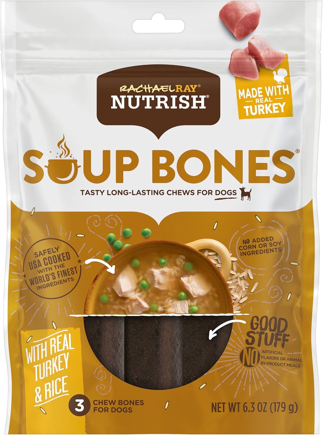 Rachael Ray Nutrish Dog Chews Soup Bones with Real Turkey & Rice