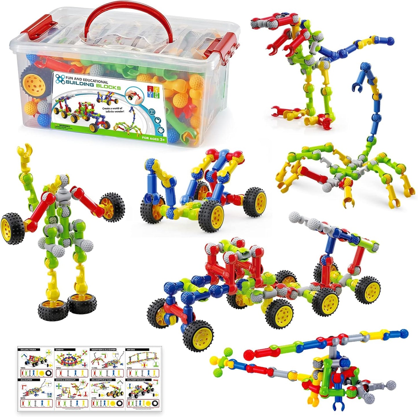 170 Pc Building Toys Set - STEM Fun for Kids 4-8