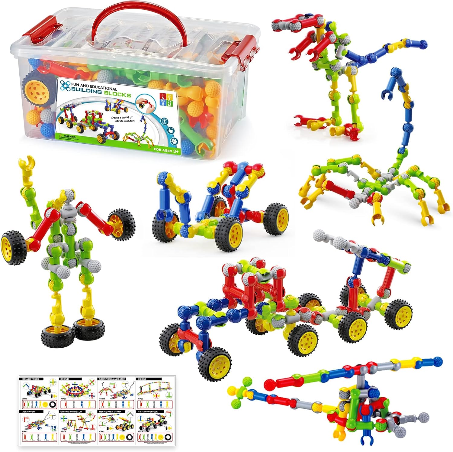 170 Pc Building Toys Set - STEM Fun for Kids 4-8