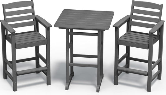 Adirondack Bar Height Chairs Set with Table for Outdoor Relaxation