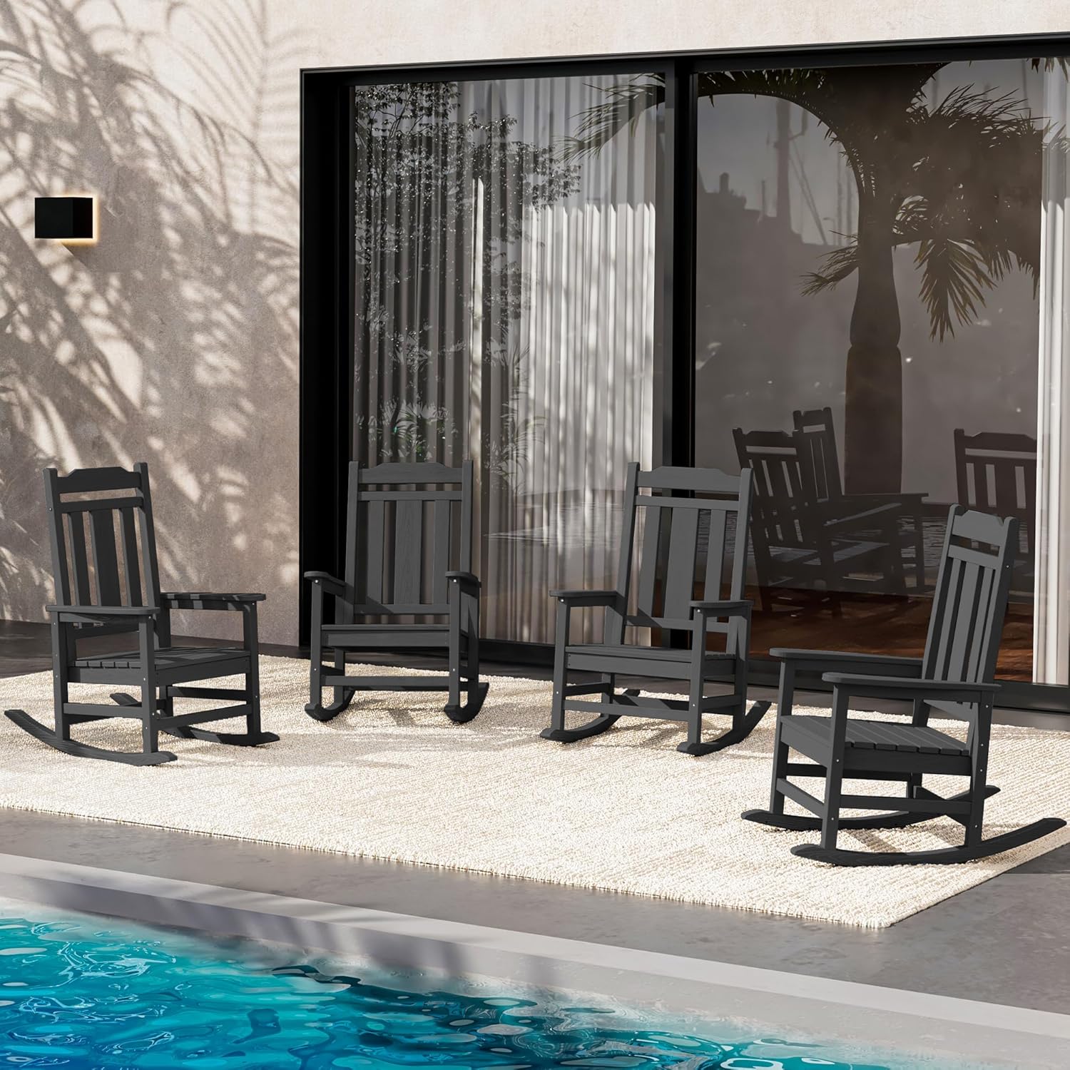 Oversized Rocking Chair Set of 4 for Outdoor Relaxation