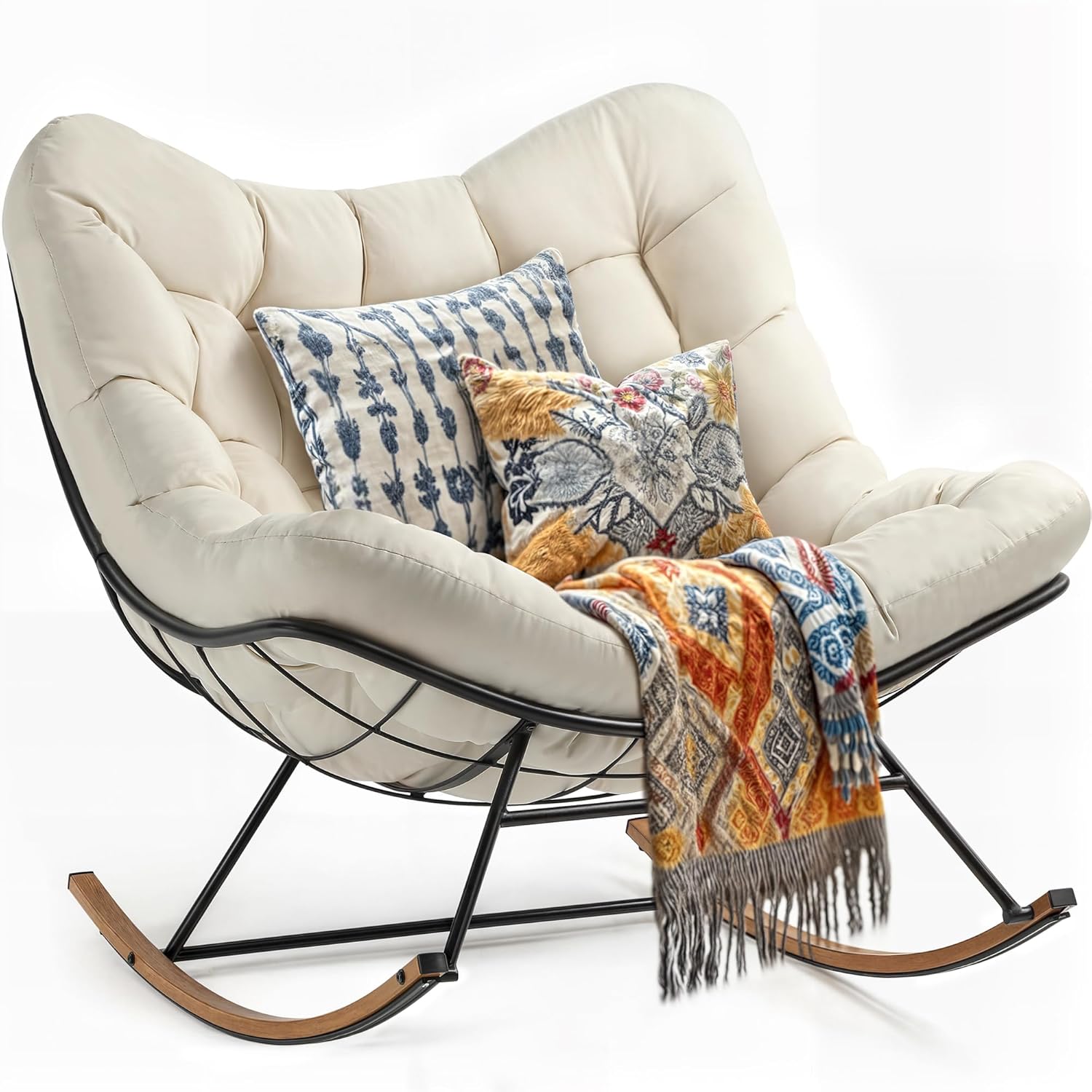 YITAHOME Oversized Rocking Papasan Chair for Indoor and Outdoor