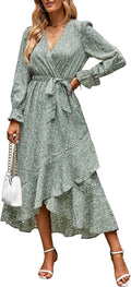 BTFBM Floral High Waist Ruffle Maxi Dress - Flattering Boho Fit