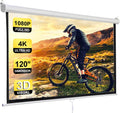 Smartxchoices 120 HD Manual Projector Screen - Anti-Crease Auto Lock for Seamless Viewing