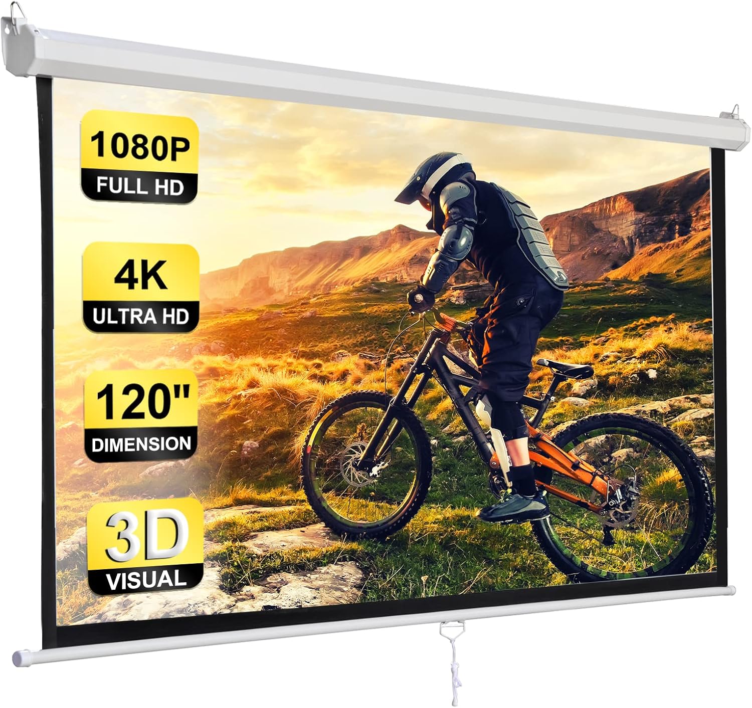 Smartxchoices 120 Inch HD Manual Projector Screen for Home Use