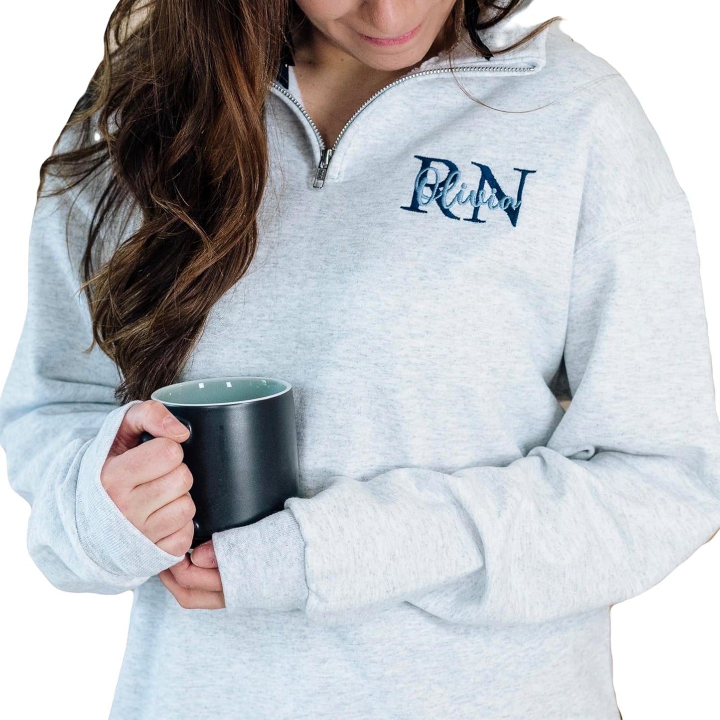 Custom Nurse Quarter Zip: Handmade Embroidered Gift