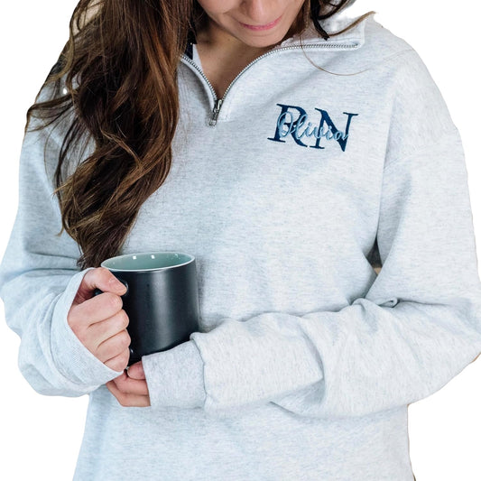 Custom Nurse Quarter Zip: Handmade Embroidered Gift