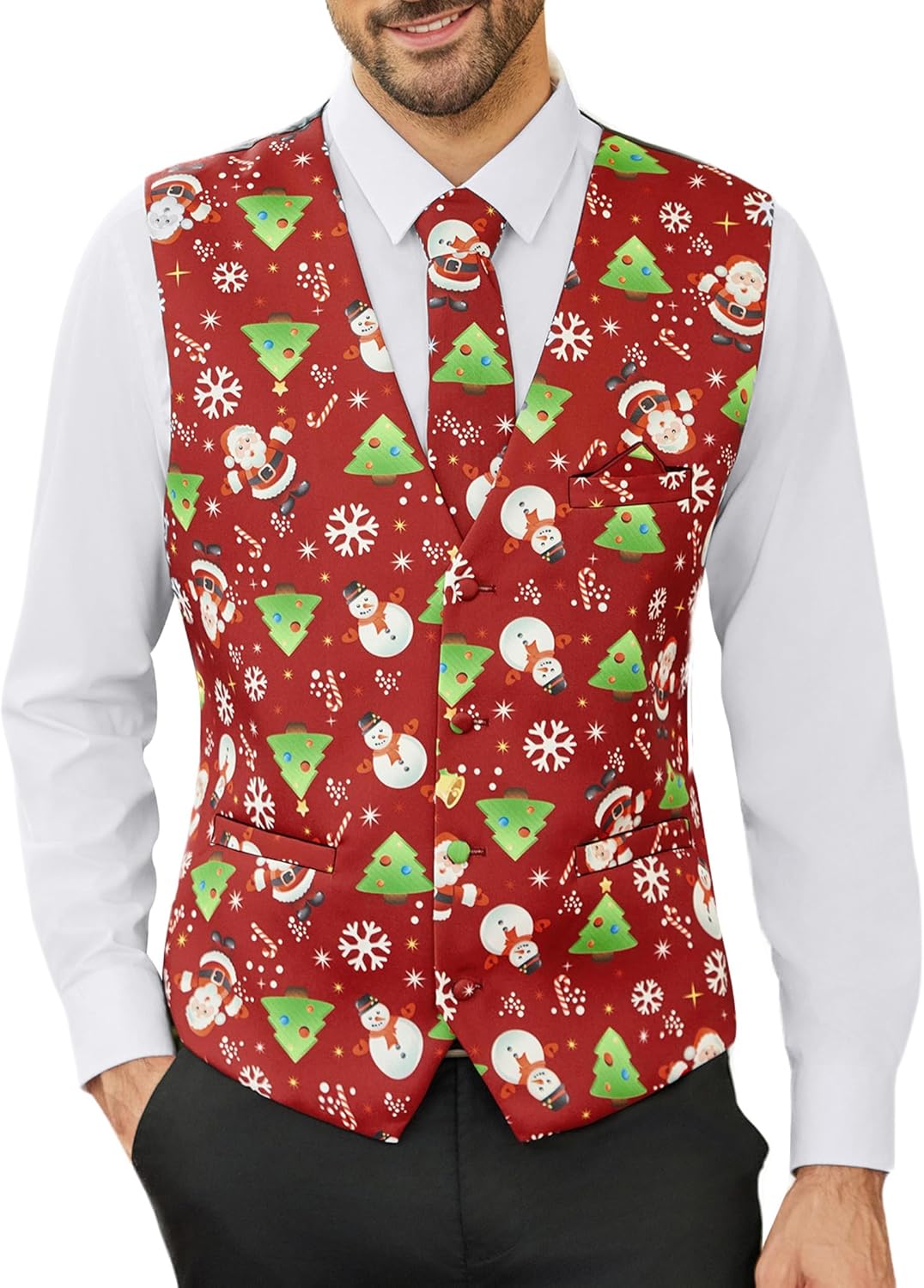 Stylish Men's Christmas Vest Tie Set for Holiday Celebrations