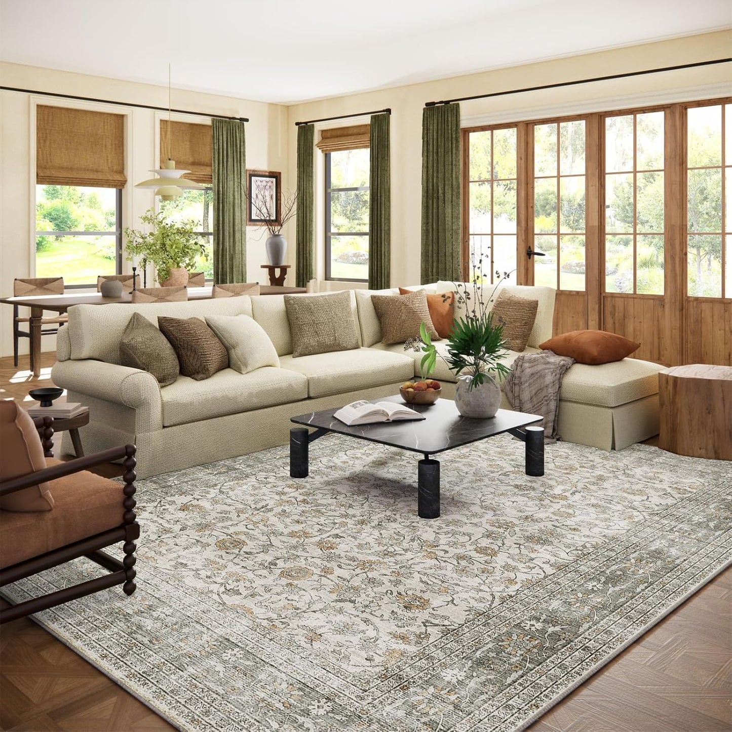 Machine Washable Area Rugs for Living Room and Bedroom Decor