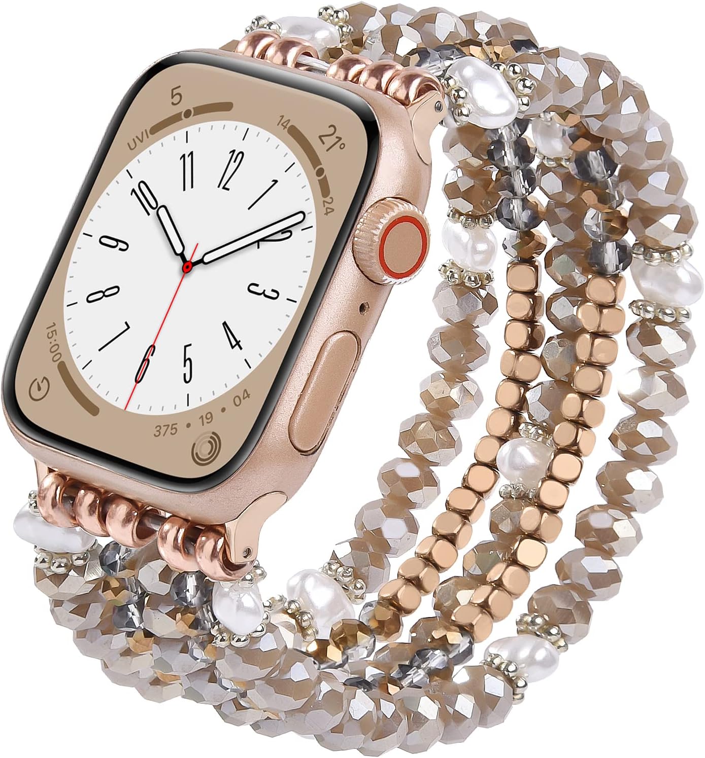 Handmade Coffee Beaded Apple Watch Band - Stylish & Comfortable