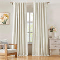 Beige Stripe Blackout Curtains 90 in for Bedroom - Modern Darkening