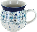 Blue Celeste Bubble Mug - 16 oz Handcrafted Polish Pottery