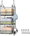 3-Tier Hanging Closet Organizer - Foldable Wire Storage Baskets