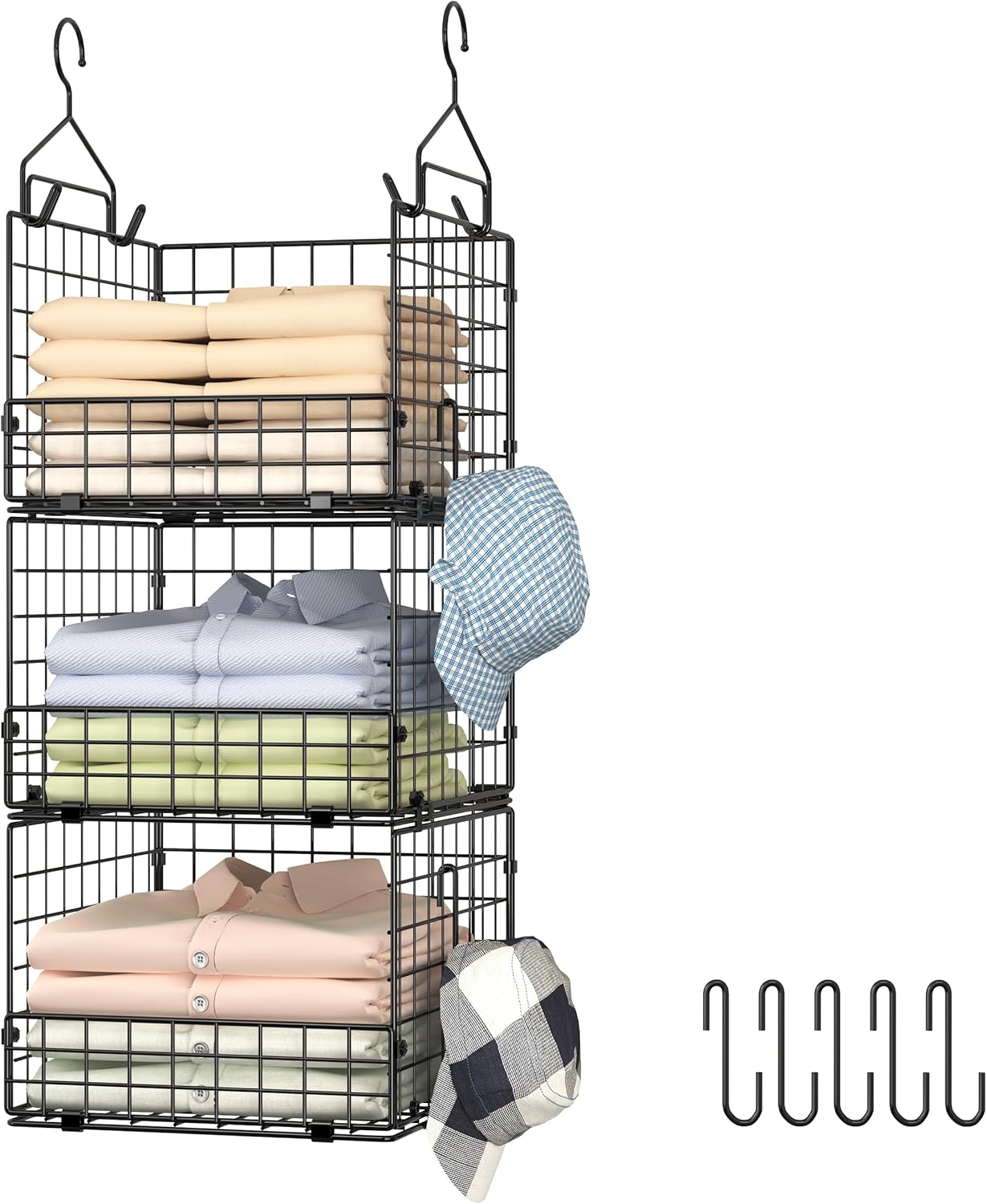 3-Tier Hanging Closet Organizer for Efficient Storage Solutions