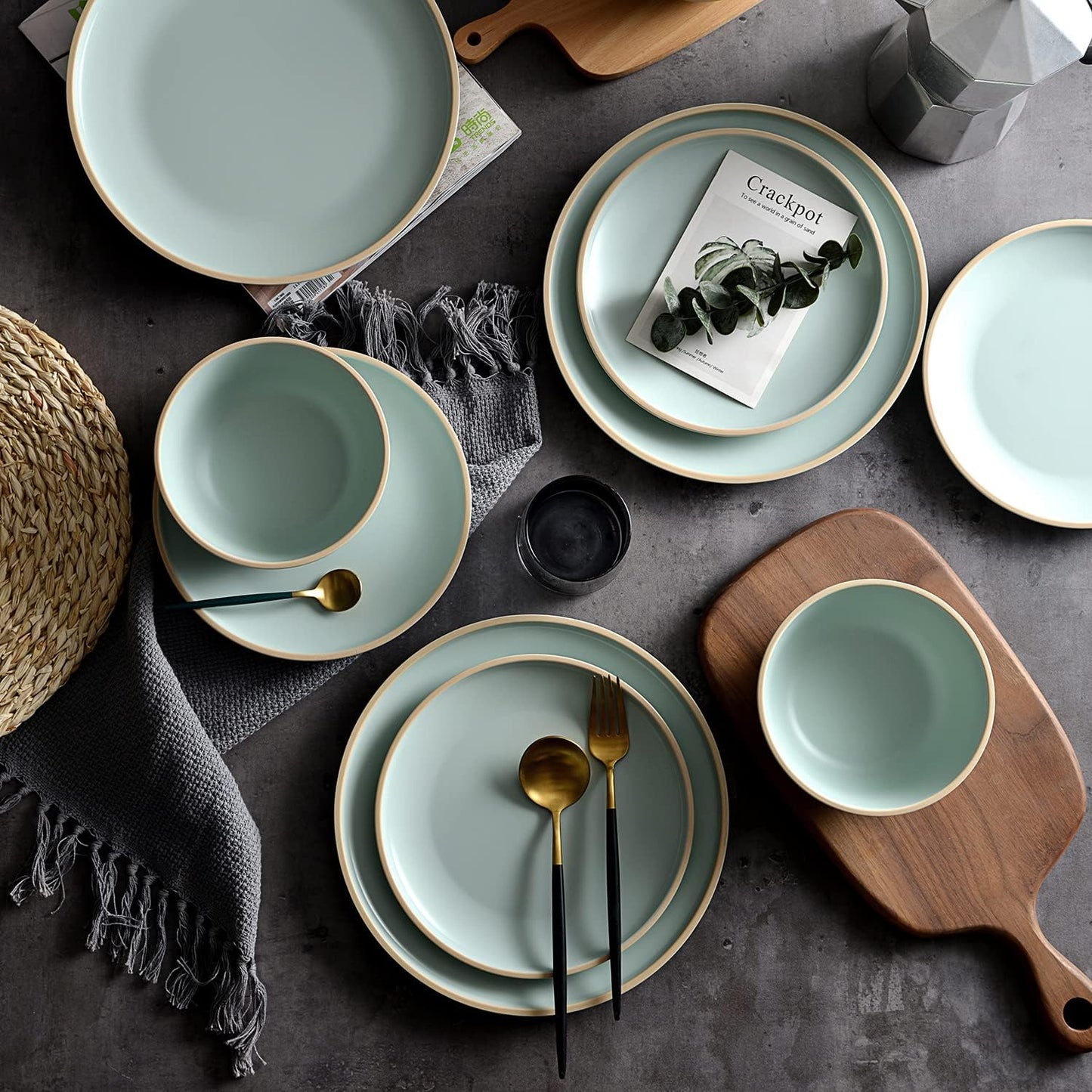 Melamine Dinnerware Sets for 4 - Unbreakable Plates and Bowls
