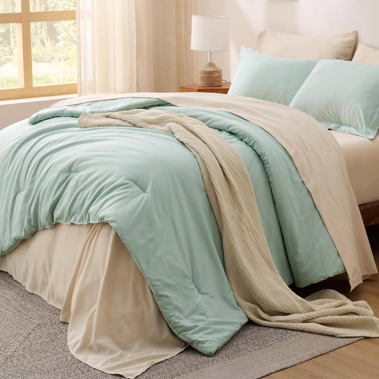 Bedsure King Size Comforter Set in Sage Green for Cozy Comfort