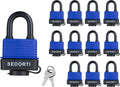 Colored Waterproof Padlocks Keyed Alike Pack of 12 - Durable Outdoor